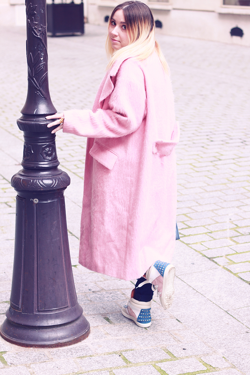 asos pink coat back