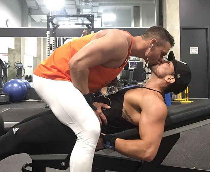 Gym workout threesome