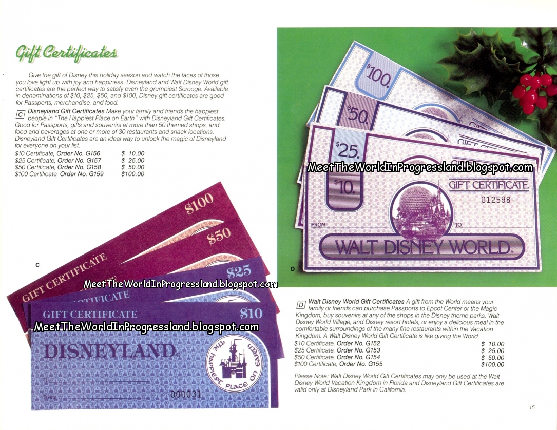 meet the world magic kingdom club christmas catalog 1984 disneyland gift certificates