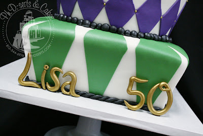 50th masquerade birthday cake mardis gras green purple white black gold