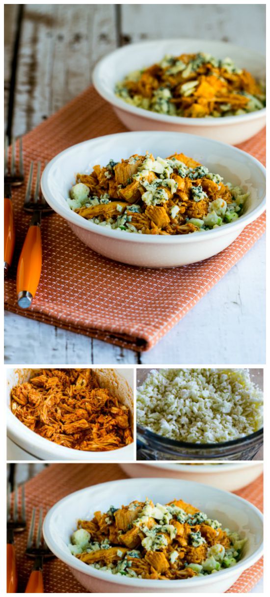 LowCarb Buffalo Chicken Cauliflower Rice Bowl from Kalyn's Kitchen