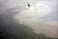 Oil slick in San Cristobal Harbor from Jessica Oil Spill