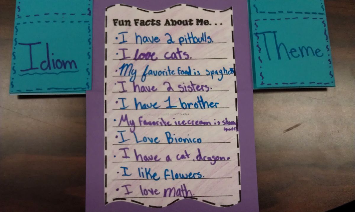 Tales of a Grade 4 Teacher: All About Me: Figurative Language "Foldable"