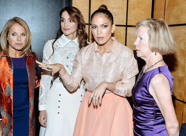 Katie Couric, Queen Rania of Jordan, Jennifer Lopez and Kathy Calvin, President and CEO, UN Foundation attend the UN Foundation's Gender Equality Discussion