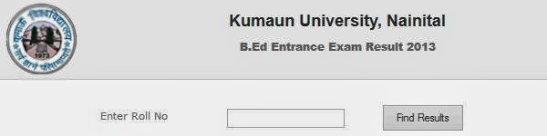 B.Ed Entrance Exam Result 2013