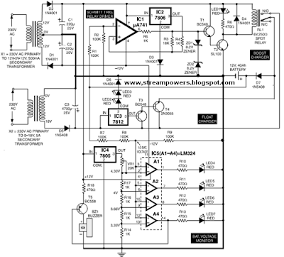 Automatic Battery Charger Circuit Diagram
