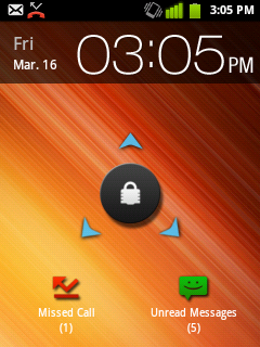 Lockscreen with Missed Calls and Unread Messages Notifications