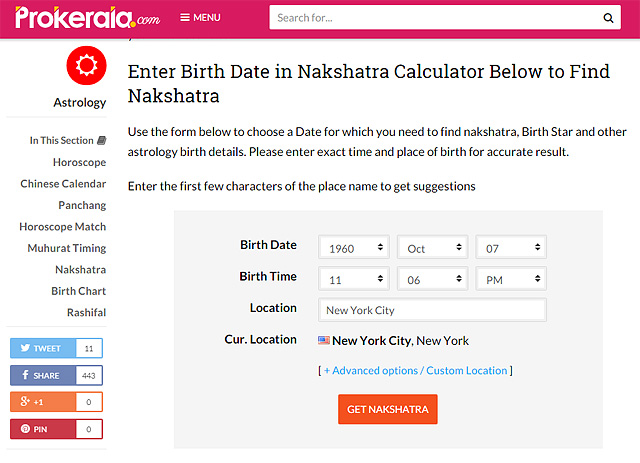 Free nakshatra calculator