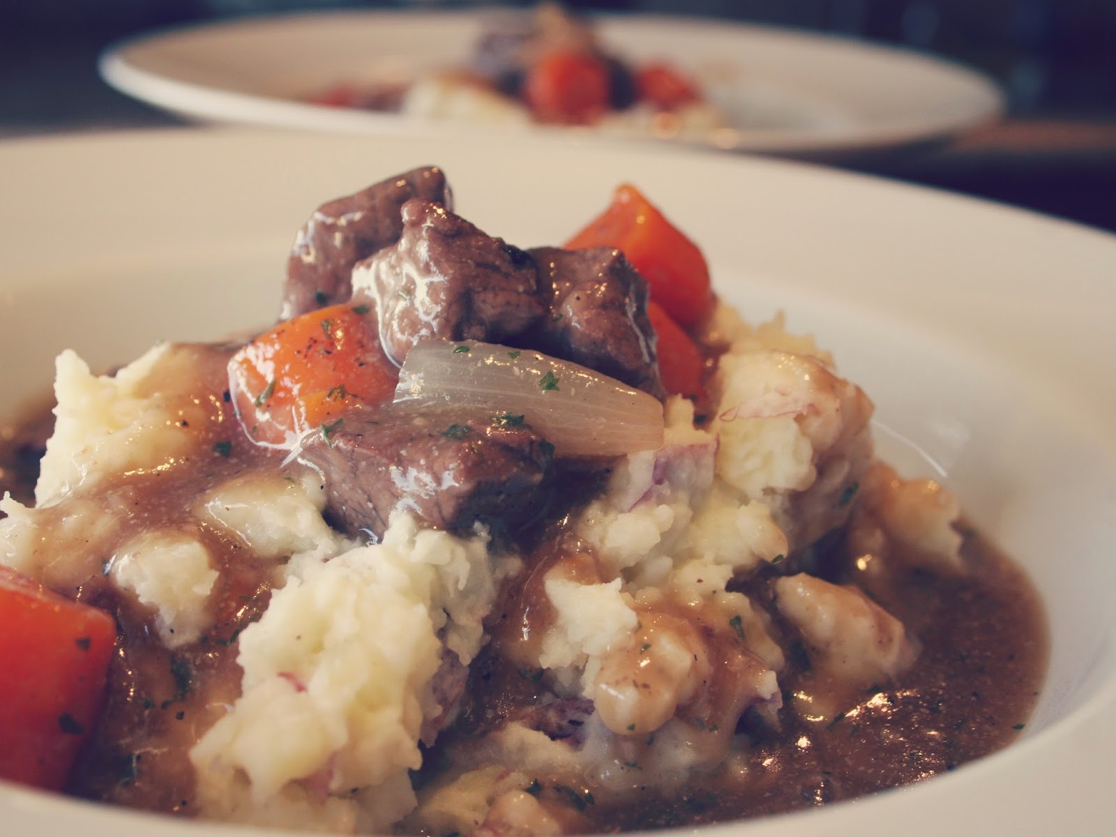 Just A Darling Life Crockpot Beef Stew over Mashed Potatoes