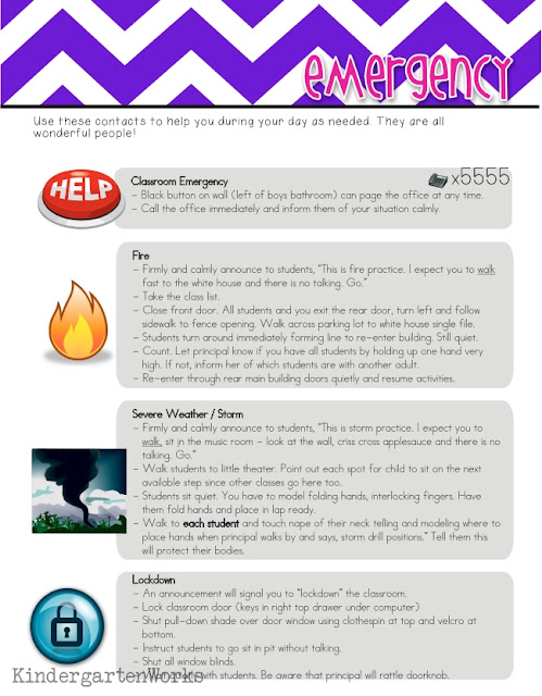 6 things you should have for a sub - KindergartenWorks