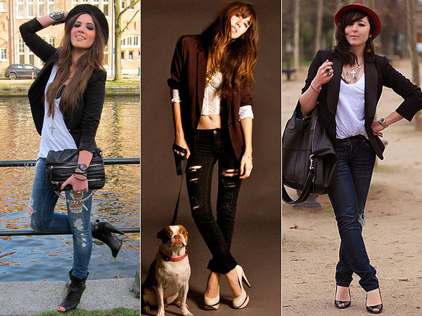 calça rasgada com salto