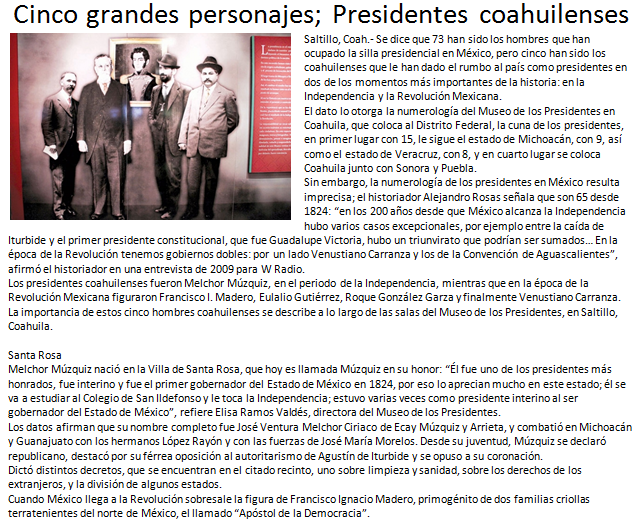 Cinco Grandes Presidentes Coahuilenses