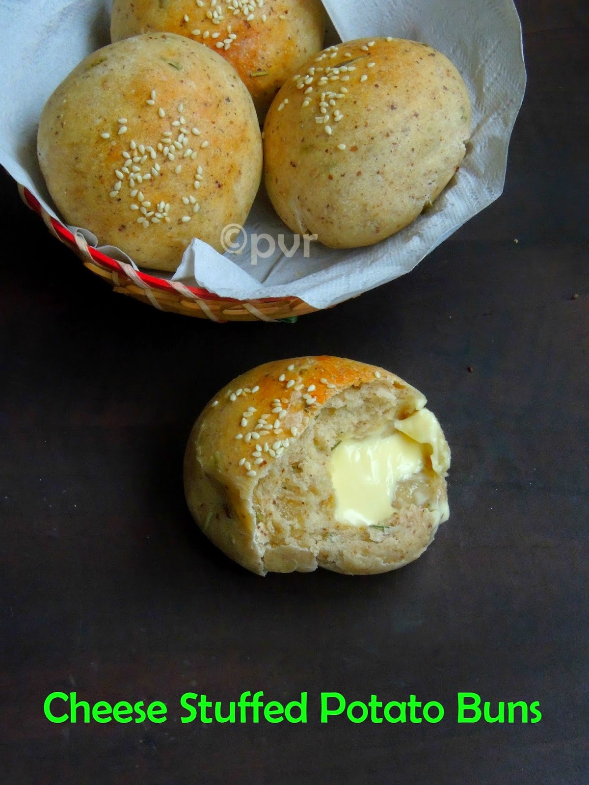 Priya's Versatile Recipes Cheese Stuffed Potato Buns
