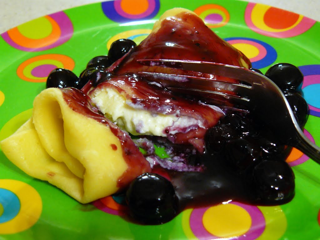 Level 2 Mommy Cheese Blintzes with Blueberry Compote