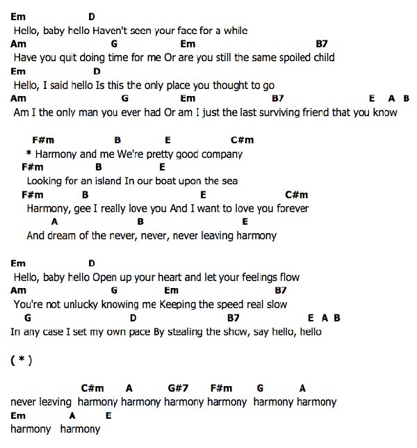 คอร์ด เนื้อเพลง Harmony ELTON JOHN Goodbye Yellow Brick Road Chordza