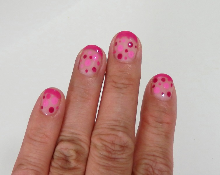 9. Tan and Pink Polka Dot Nails with Gray Accents - wide 9