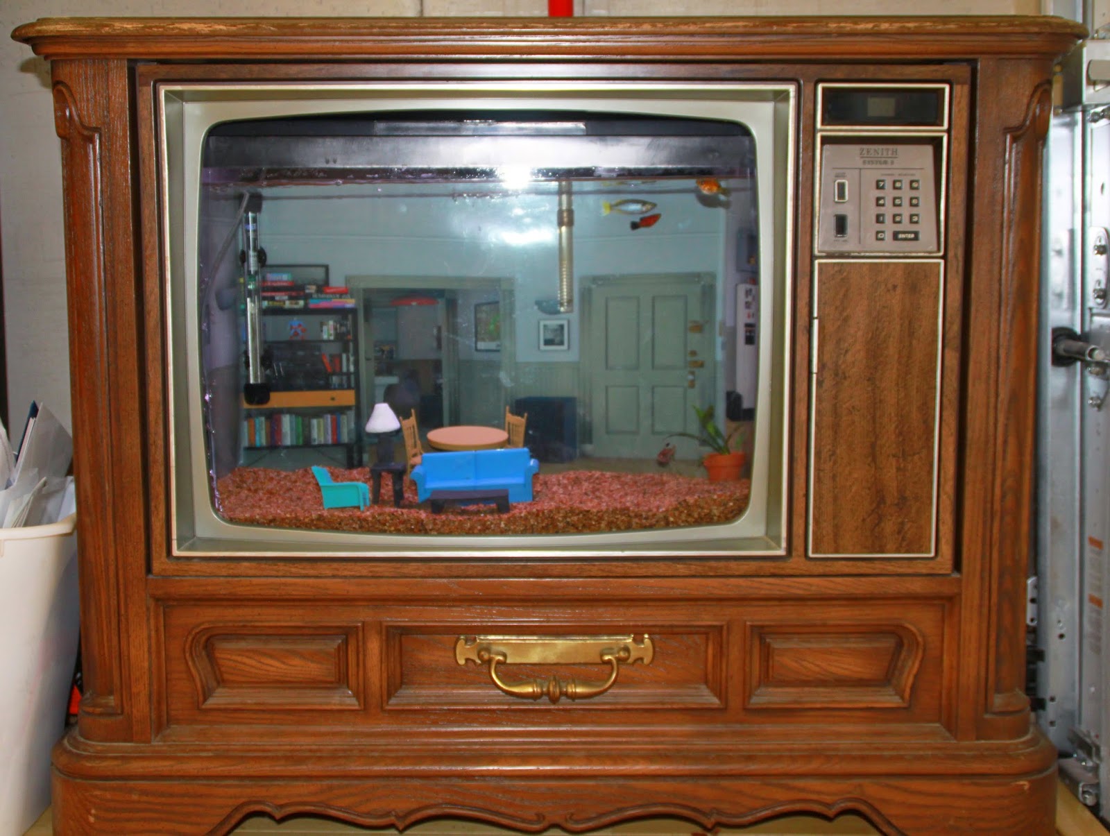 Old TV Converted into Seinfeld Fish Tank World Of Technology