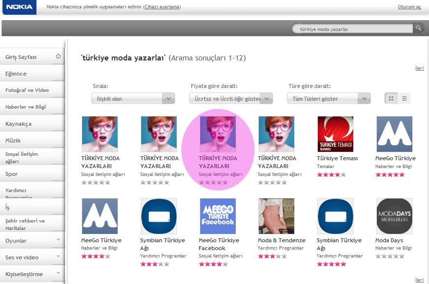 turkiye moda yazarlari nokia uygulamasi nokia ovi magazasinda