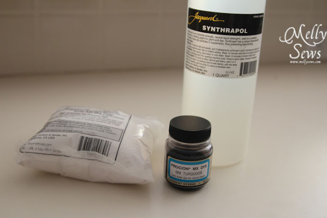 Supplies to dye fabric - soda ash, procion dye and synthrapol detergent