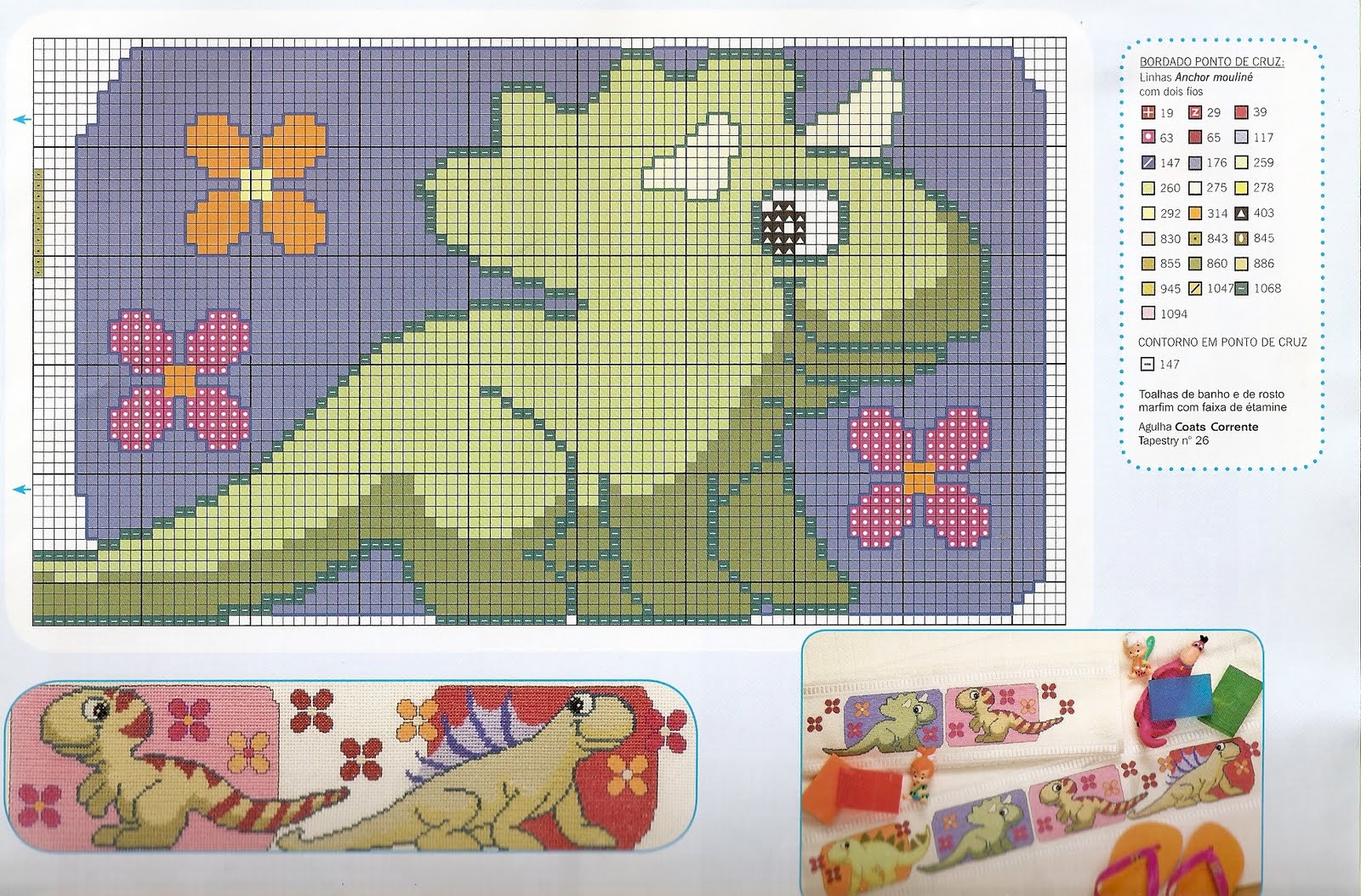 Ponto Cruz Dinossauros Gráficos Grátis Fabinha Gráficos Para Bordados: Dinossauros