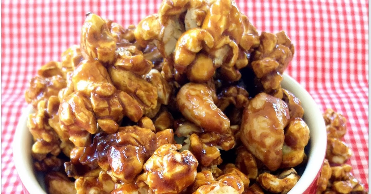 Crunchy Caramel Popcorn with Cashew Nuts