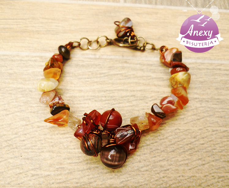 Pulsera de Chip de cuarzo y Piedras naturales