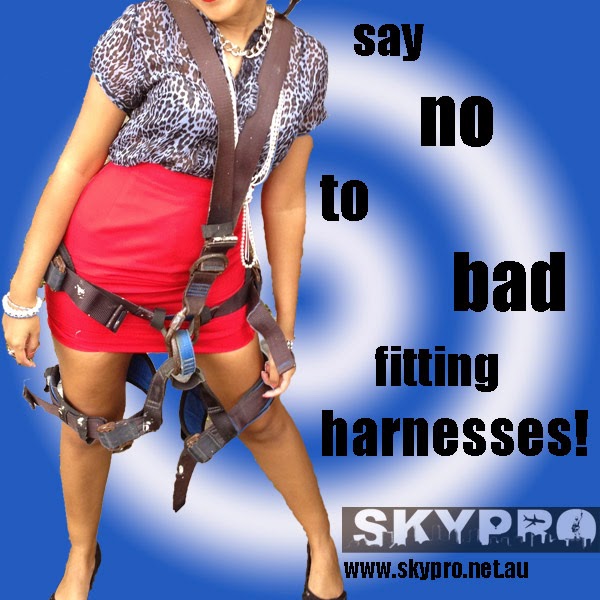 hot girl wearing bad fitting harness