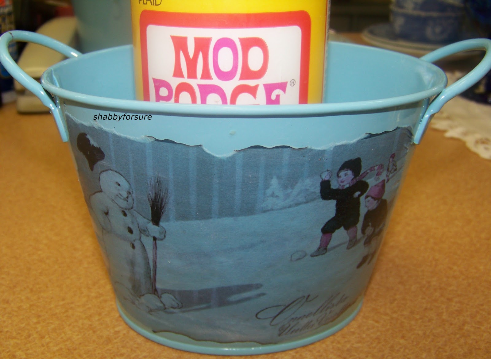 Shabby For Sure Dollar Tree Gift Tub