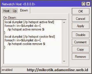 Logout Otomatis User Hotspot Mikrotik Jika Internet Mati