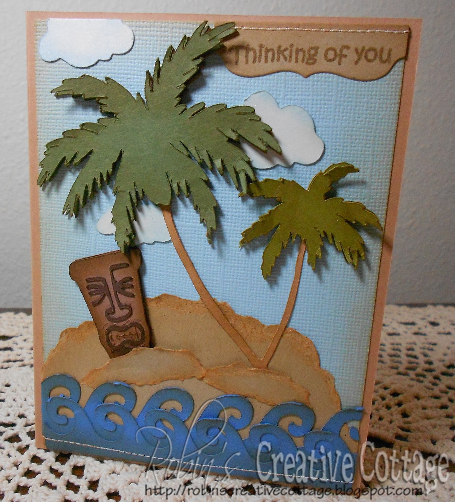 Robin's Creative Cottage Thinking of You Island of Palm Trees Card