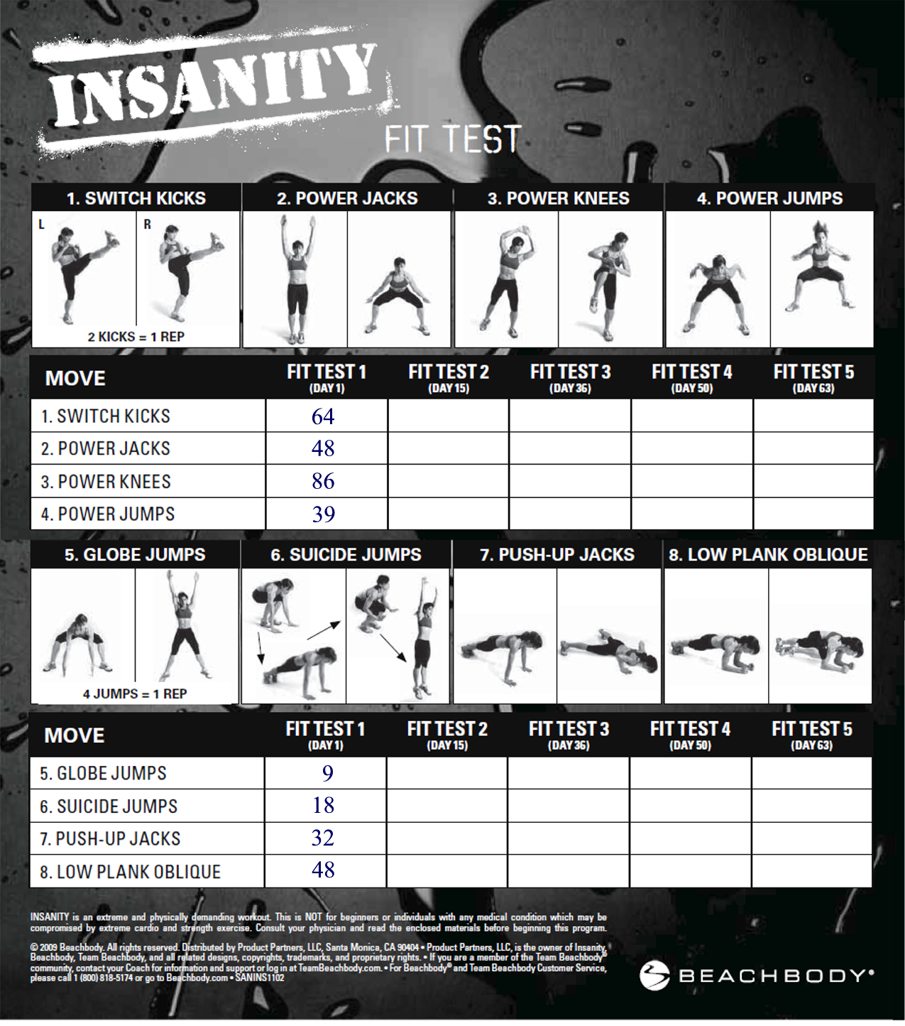  Insanity workout fit test exercises for Beginner