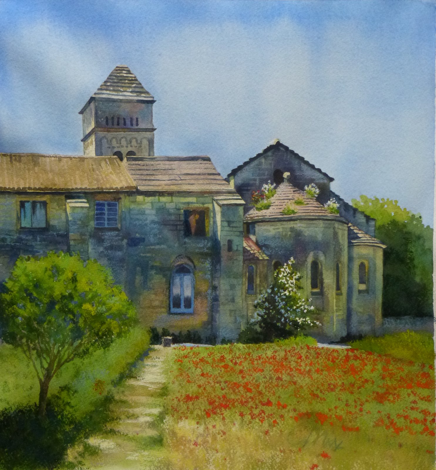 The Cutting Garden Pastel over watercolor