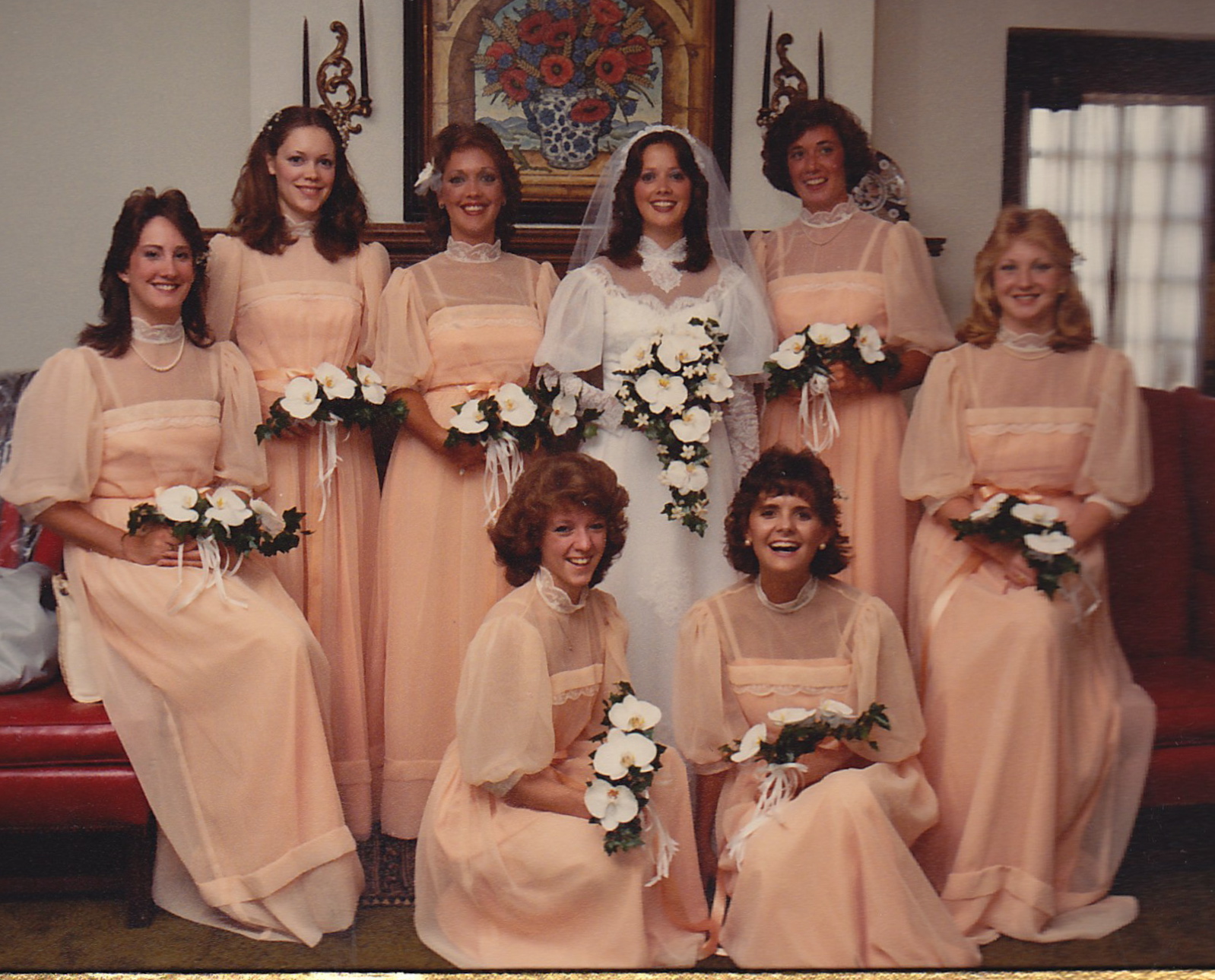 peach bridesmaid dresses 80s