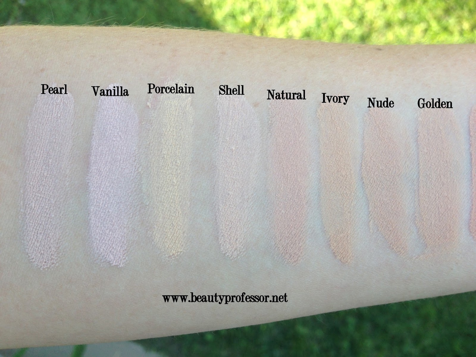 Beauty Professor Hourglass Immaculate Foundation...Swatches of EVERY