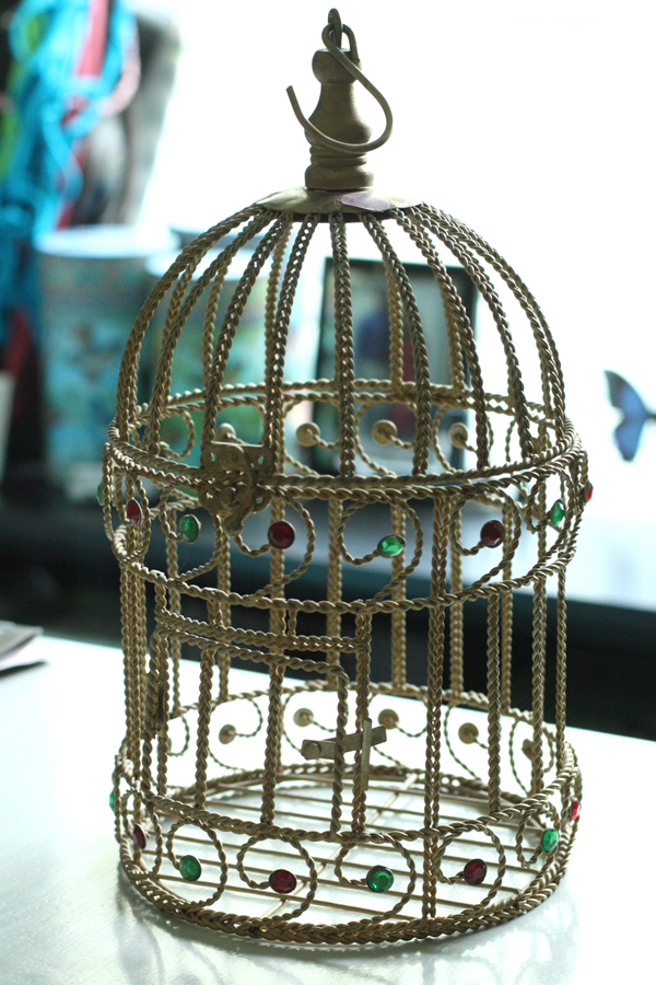 Bird cage makeover with spray paint