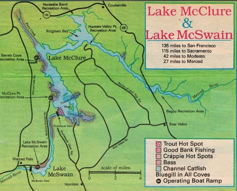 2018 Lake McClure Fishing Map and Fishing Report, Fishing Clubs and