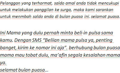 Klo ada yang punya kata-kata SMS lucu kreasi sendiri, silahkan bagikan