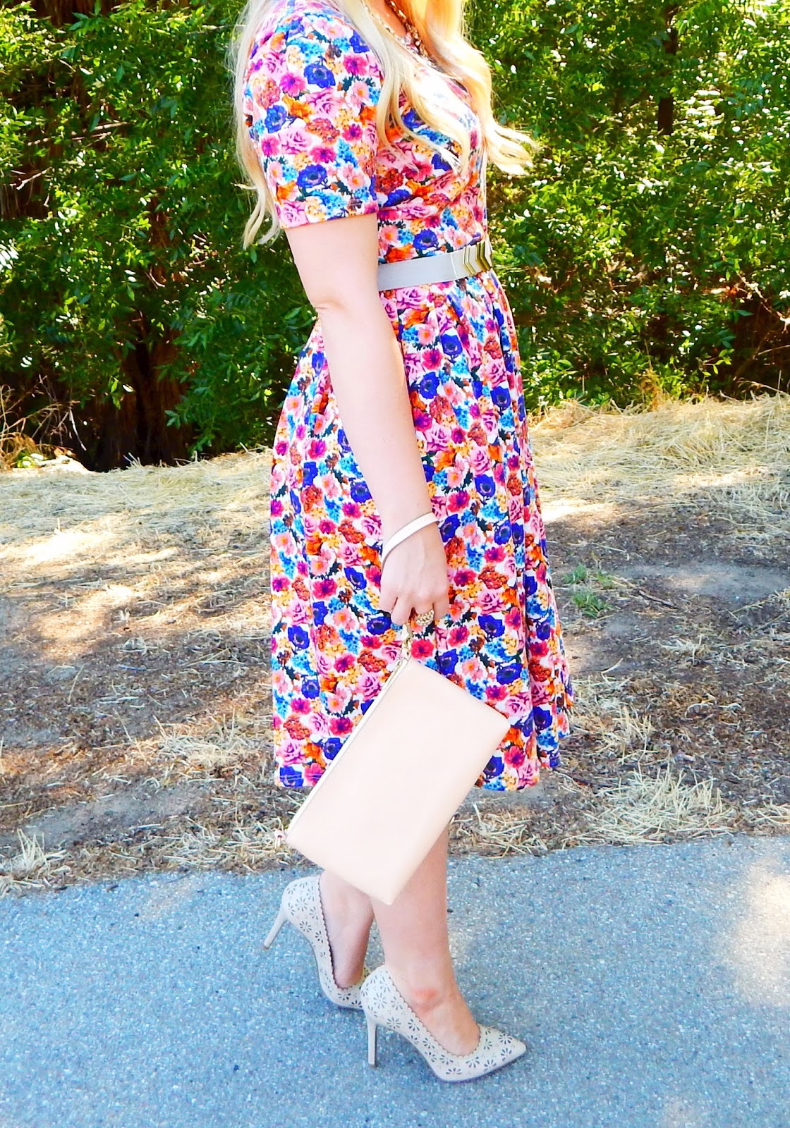 Colorful Floral Dress Outfit