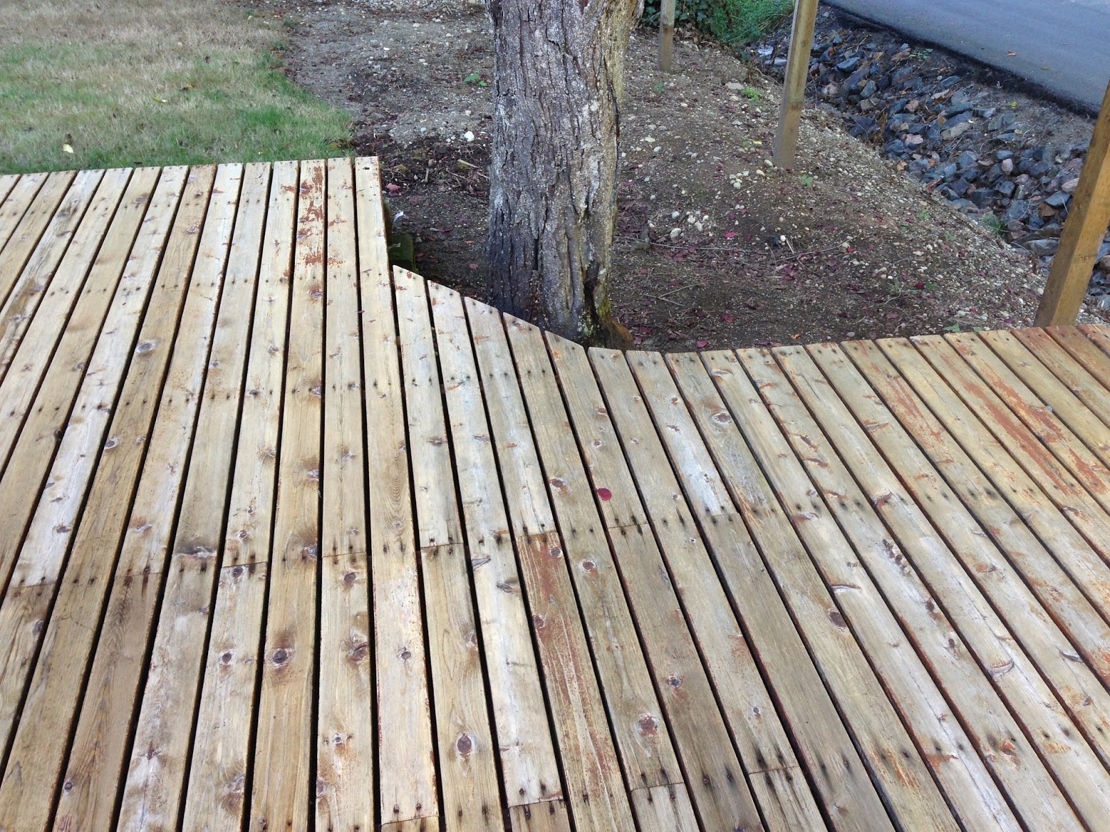 Chemically Cleaning Wood Behr AllInOne Wood Cleaner Before, After