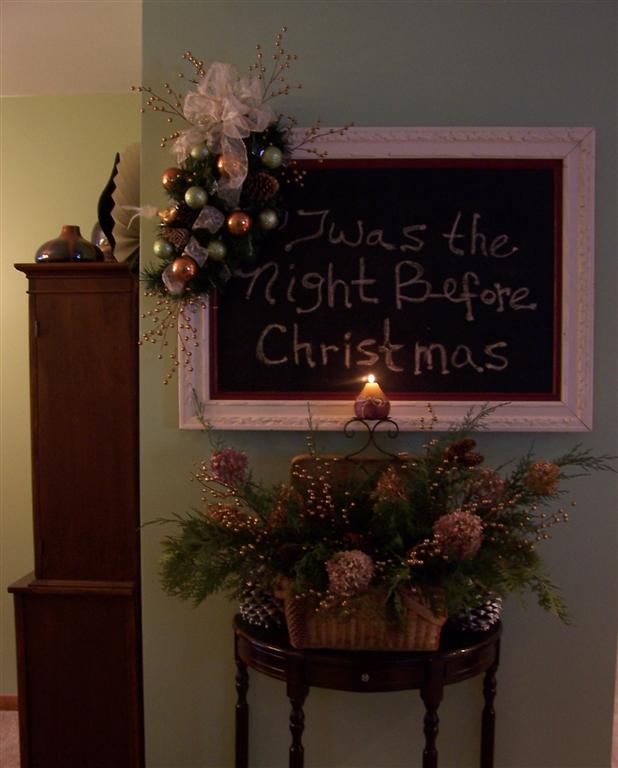 Perennial Passion Christmas Chalkboard & Real Greens Arrangement