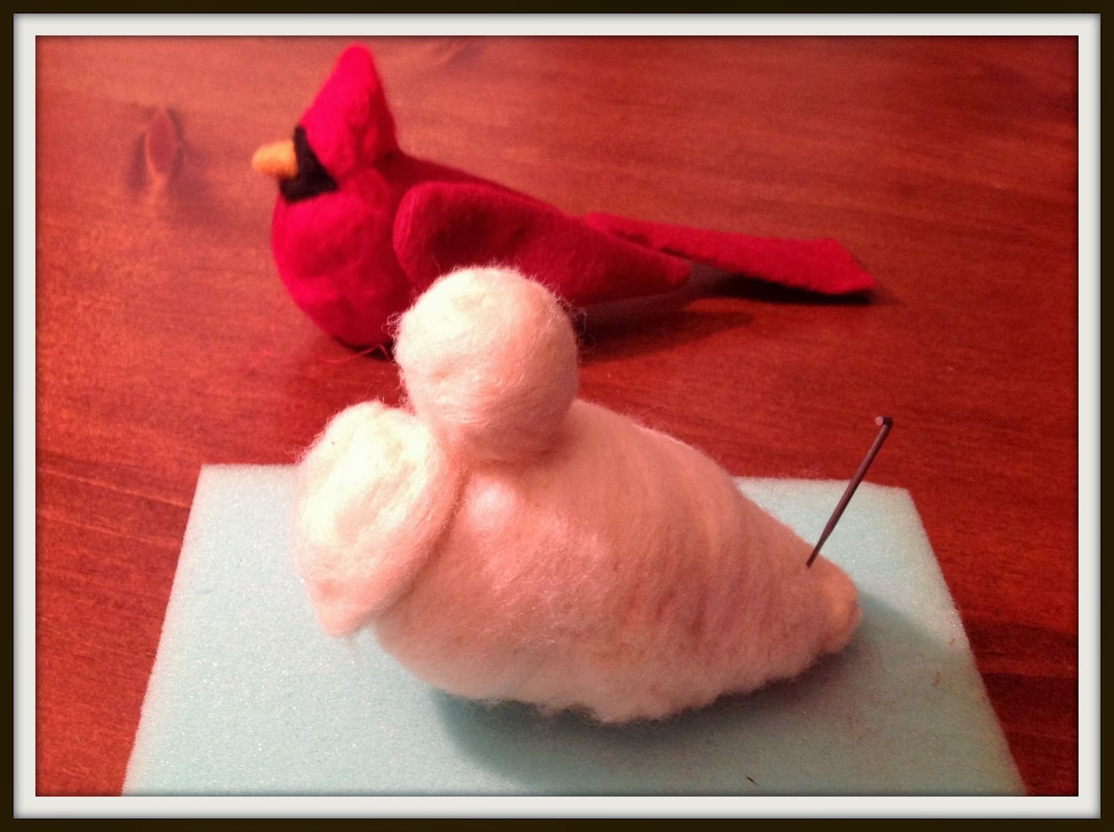 Karen's Quilts, Crows and Cardinals Redbird Tutorial Needle Felted Cardinal
