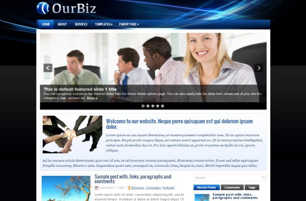 Black Blue Business Wordpress Theme Template