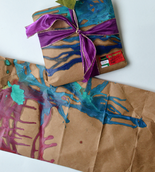 melted crayon wrapping paper