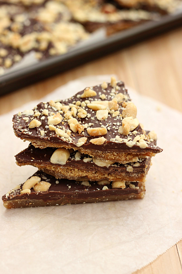 Chocolate Peanut Butter Graham Cracker Toffee and Graham Cracker Houses
