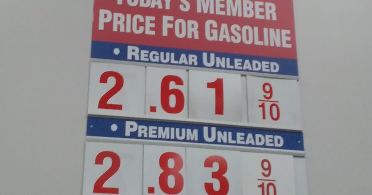 Current Costco Gas Prices (Sept 29, 2015 Redwood City, CA) Costco