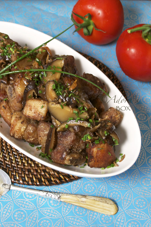 Adora's Box CRISPY ADOBO WITH CHINESE MUSHROOMS AND CHIVES