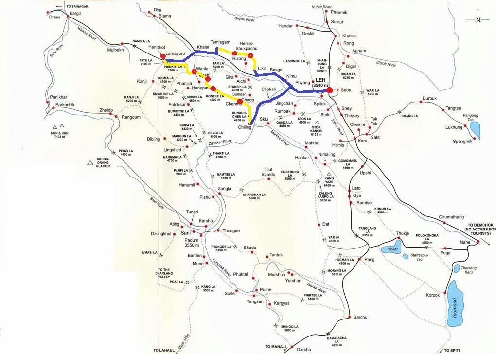 Ladakh Route Map