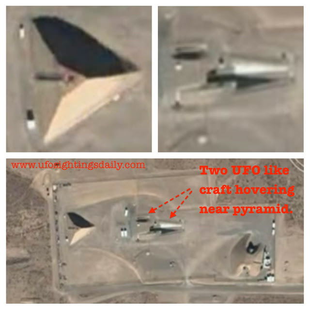 Area Cyber: UFOs Land At Area 51 Pyramid, Seen On Google Earth, Other  Strange Buildings