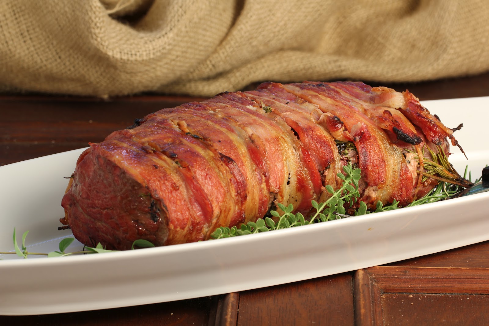 Bacon and Herb Wrapped Beef Tenderloin That Skinny Chick Can Bake