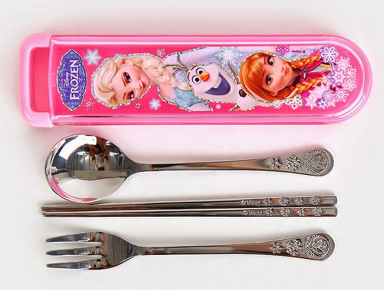 Disney Frozen Anna Elsa Kids Spoon Fork Chopsticks Case Set Child Girls